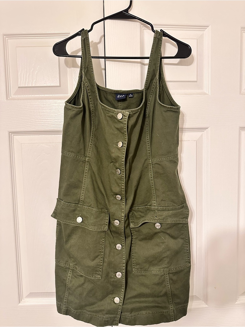 GAP Olive Green Button-Front Mini Dress